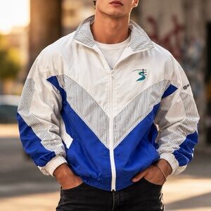 Vintage Adidas Blue and White Stephan Edberg Tennis Track Jacket